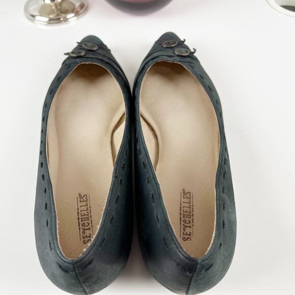 Seychelles Leather/Suede Pointed Toe Flats with Stitching & Buckle Design Size 8 - Picture 5 of 11
